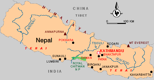 Nepal-Landkarte